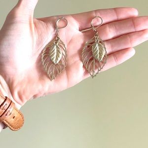18k gold feather earrings